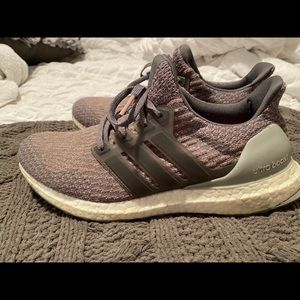 Grey/Pink Adidas Ultra boosts.